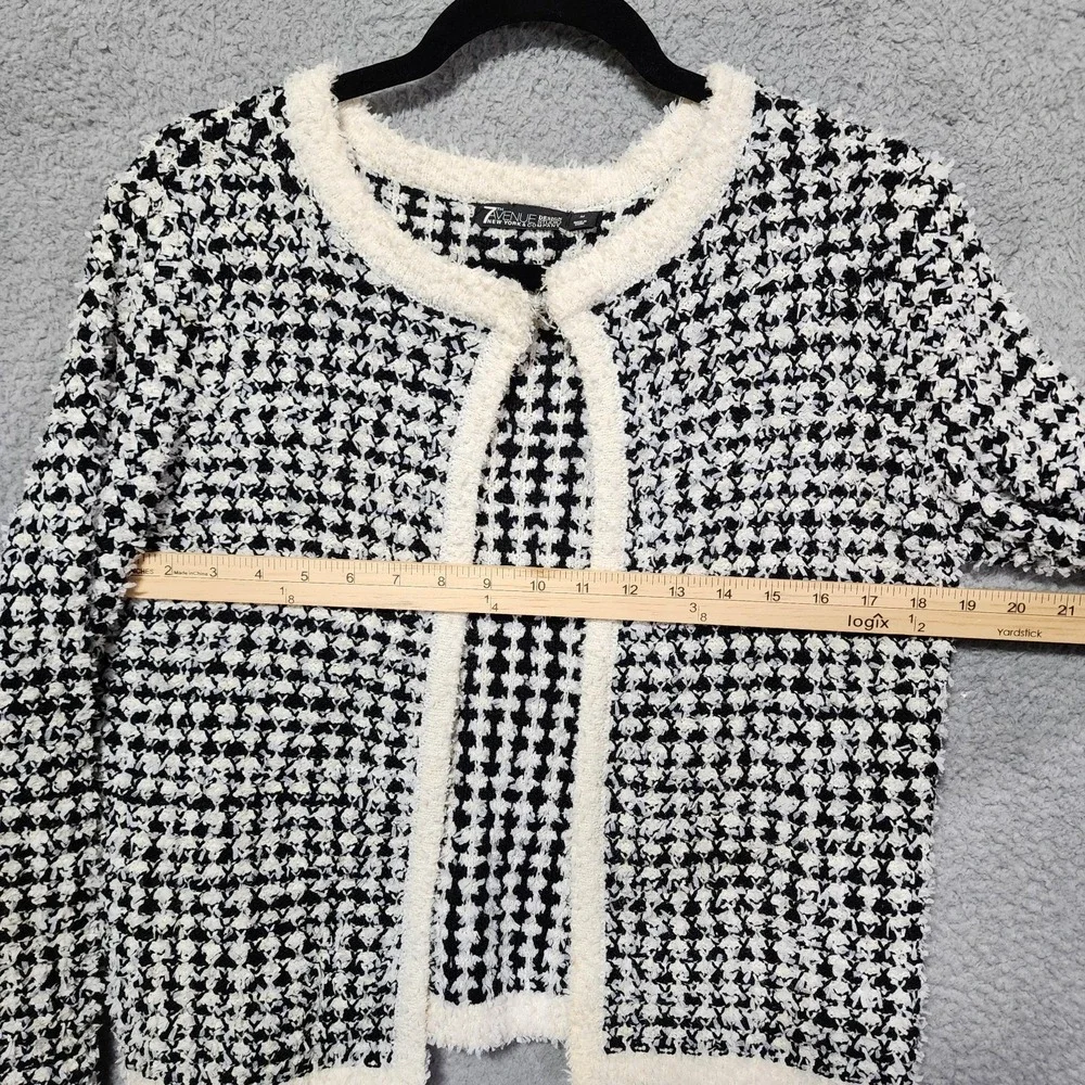 7th Avenue Design Studio New York Co Womens Cardigan Sweater Black‎ White Medium